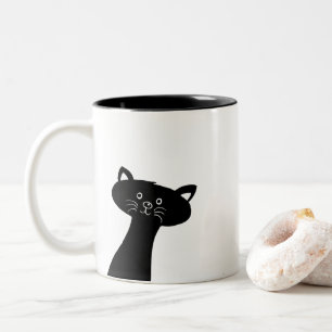 Caneca bonito do Dois-Tom do gato preto