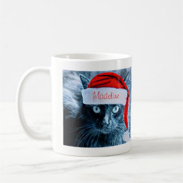 Caneca bonito do gato do Natal, personalizada