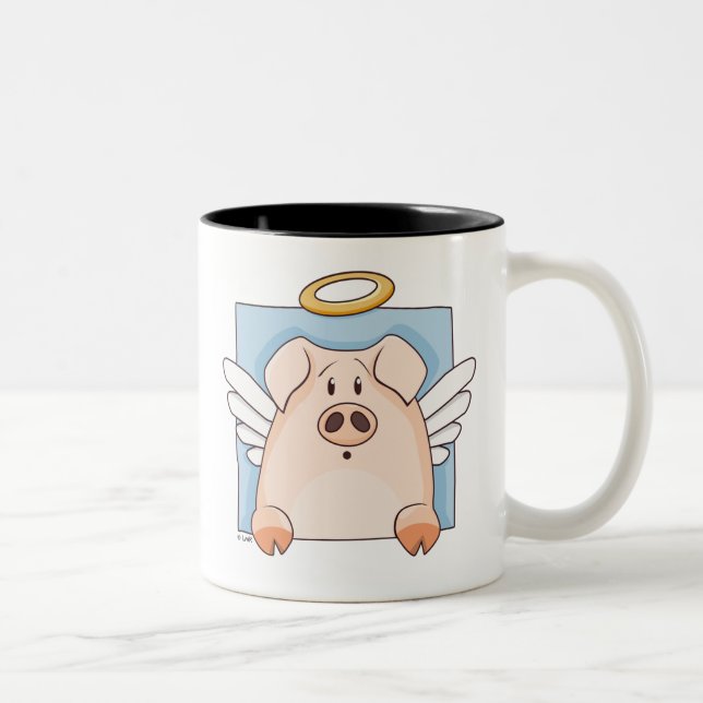 Caneca bonito do porco do anjo dos desenhos (Direita)