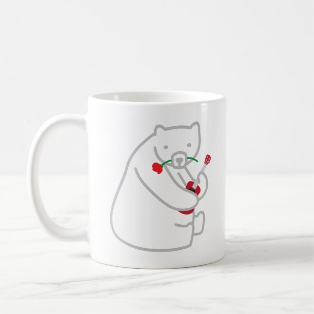 Caneca bonito do urso polar do Ukulele eu te amo (Esquerda)