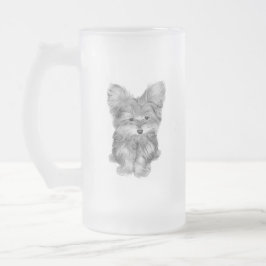 Caneca bonito do vidro de fosco do cão de Yorkie