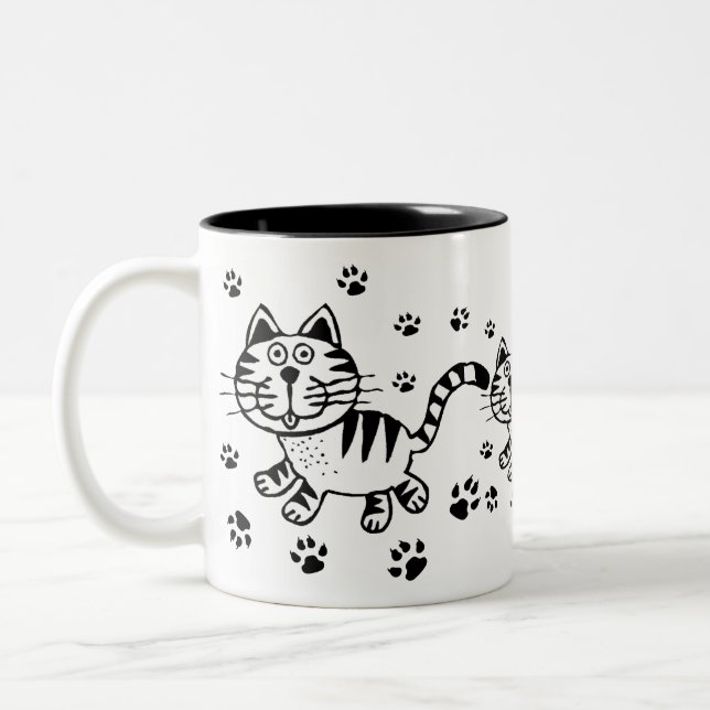 Caneca bonito dos impressões do gato & da pata (Esquerda)