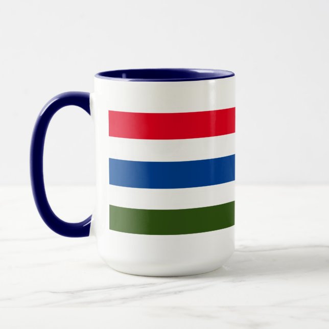Caneca Bonito faixa verde azul-vermelha em fundo branco (Esquerda)