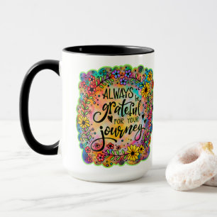 Caneca Bonito Floral Grateful para sua citação de viagem