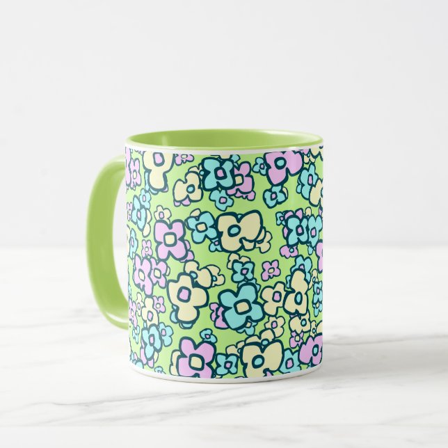 Caneca Bonito Flores De Arte Folclórica Encantadoras E Ch (Frente Esquerda)