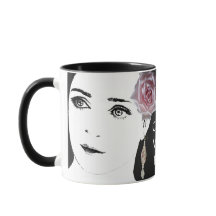 Bonito garota cara ilustração rosa rosa rosa