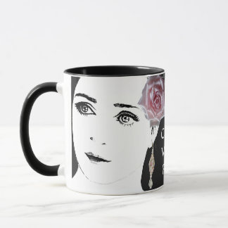 Caneca Bonito garota cara ilustração rosa rosa rosa