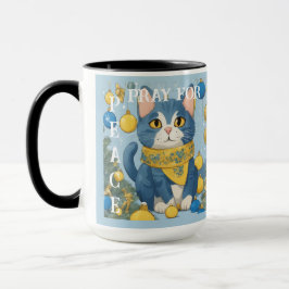 Caneca Bonito Gato Amarelo com Olhos Azuis - ucrânia
