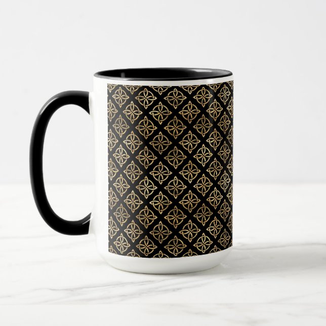 CANECA BONITO LINHAS PRETAS E DOURADAS DE NÓS CELTICOS (Esquerda)