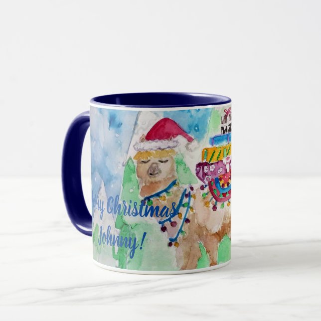 Caneca Bonito Llama Feliz Natal Boys Chilg (Frente Esquerda)