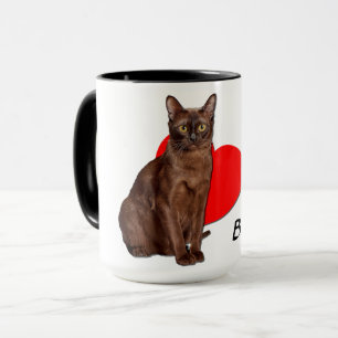 Caneca Bonito Ouro Burmese Cat Moggy Heart Love