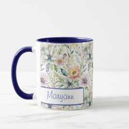 Caneca Bonito padrão floral pastel personalizado