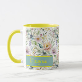 Caneca Bonito padrão floral pastel personalizado