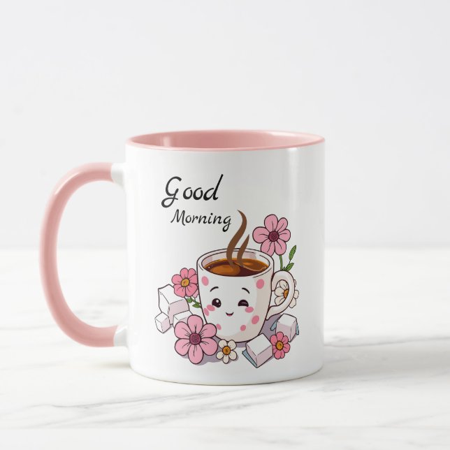 Caneca Bonito personalizado bom dia Café Kawaii Cute (Esquerda)