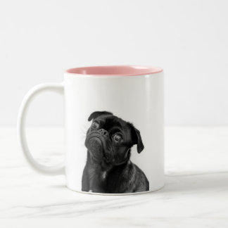 Caneca bonito preta do Dois-Tom do rosa do Pug