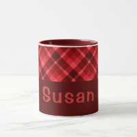 Bonito Ruby Red Xadrez Monograma 11 oz Café Mug
