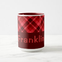 Bonito Ruby Red Xadrez Monograma 15 oz Café Mug