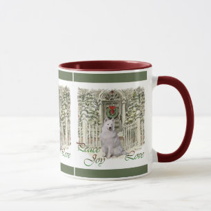 Caneca Bonito Samoyed Oferece Presentes De Natal