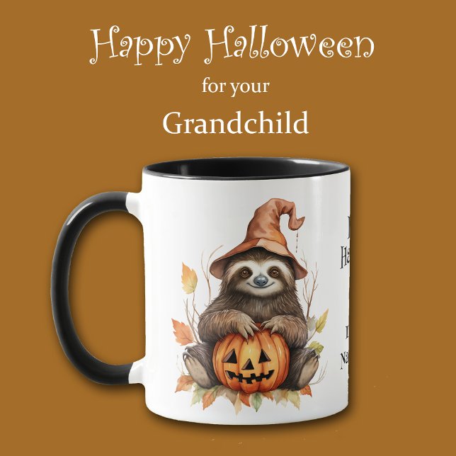 Caneca Bonito Sloth Jack o'Lanterna Kids Halloween (Criador carregado)