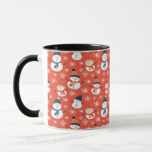 Caneca Bonito Snowman Snowflake Padrão Sem Costura Natal 