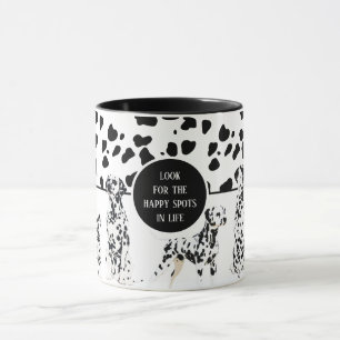 Caneca Bonitos Dalmatianos Pontos Pretos e Brancos Felize