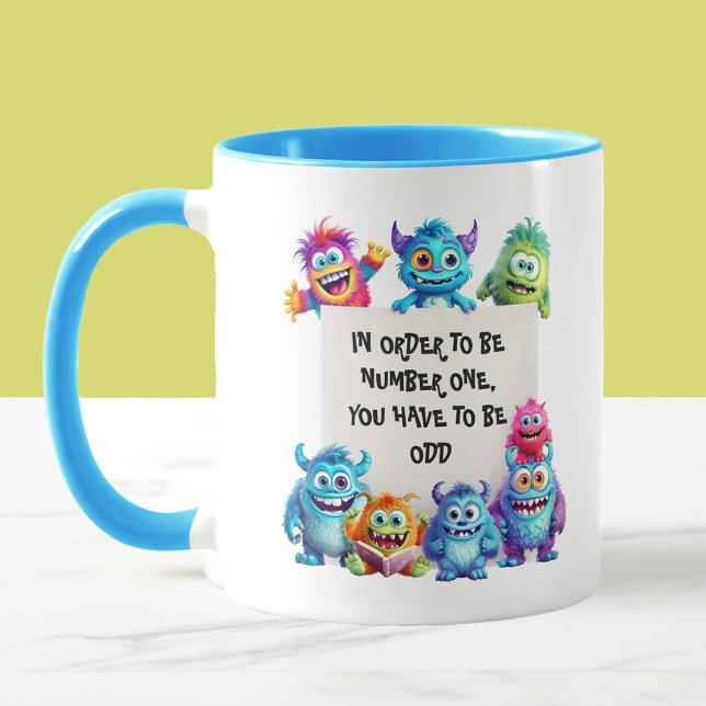 Caneca Bonitos Monstros Coloridos Texto Engraçado (Cute Funny Monsters With Your Own Text Mug)
