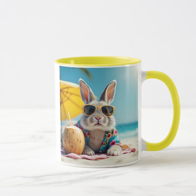 Caneca Bonnes vacances joli lapin. (Direita)