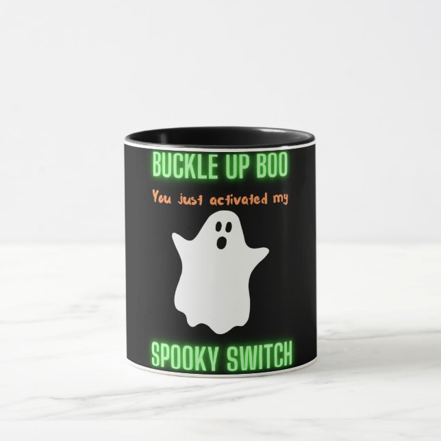 Caneca Boo de Encerramento Você Acendeu Meu Switch Spooky (Centro)