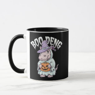 Caneca Boo deng Spooky Halloween Moo Deng Baby Hippo