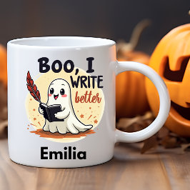 Caneca Boo, escrevo "Melhor Nome" Halloween Mug para Escr