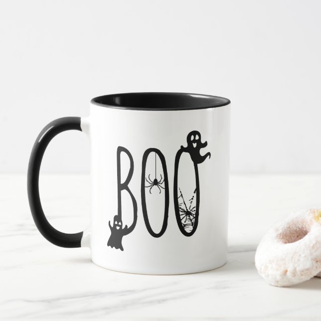 Caneca Boo Fantasmas Assustadores Espirituosos Natal de B (Com Donut)
