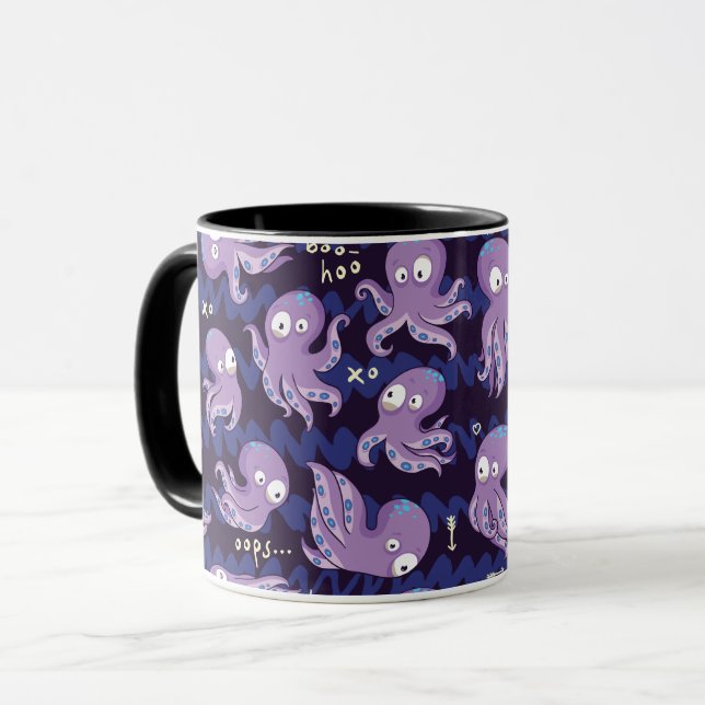Caneca Boo Octopus Cute Purple Kids Clothing & Décor (Frente Esquerda)