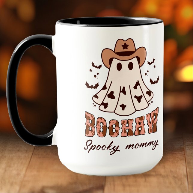Caneca Boohaw Halloween Spooky Groovy Nome Grande (Boohaw Halloween Spooky Groovy Ghost Name Large Mug)