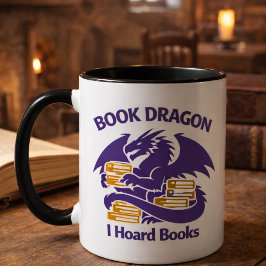 Caneca Book Lover Mug | Book Dragon I Hoard Books Coffee 