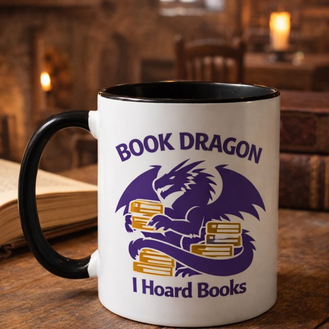 Caneca Book Lover Mug | Book Dragon I Hoard Books Coffee  (Criador carregado)