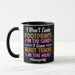 Caneca Boot Tracks in the Lama Cute Fazenda Girl é engraç