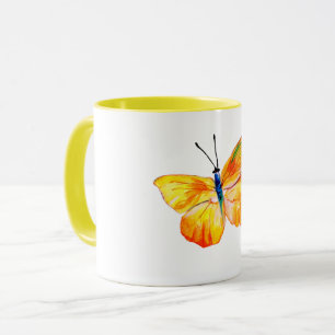 Caneca Borboleta Amarela Desenho de Aquarela Combo Mug