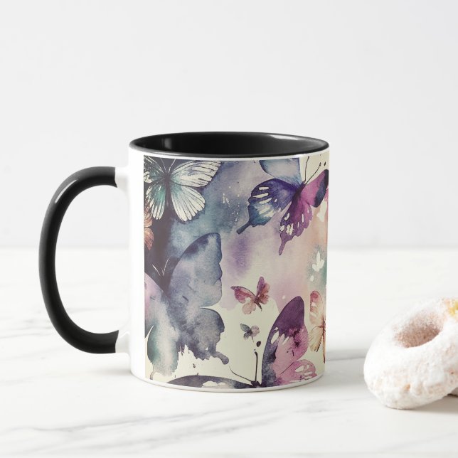Caneca Borboleta Aquarela (Com Donut)