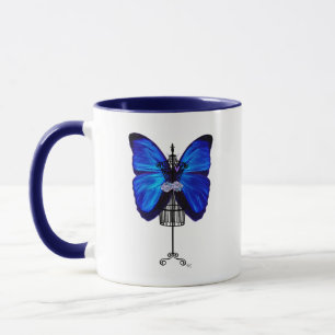 Caneca Borboleta Azul Mannequin