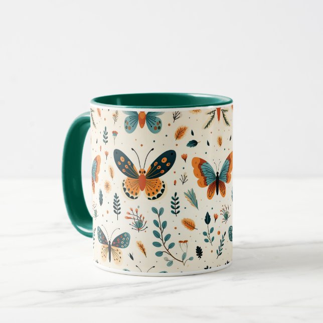 Caneca Borboleta Boho e Prados Botânicos (Frente Esquerda)