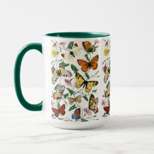 Caneca Borboleta-branca e Ilustração Botânica-Mama