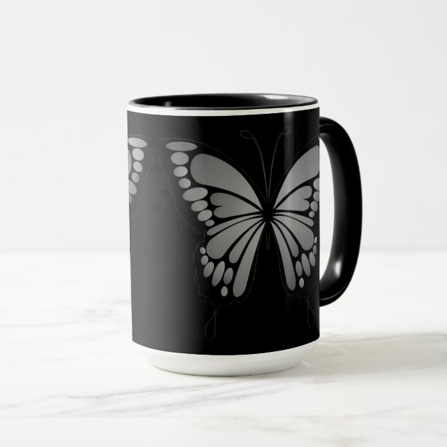 Caneca Borboleta Cinza (Frente Esquerda)