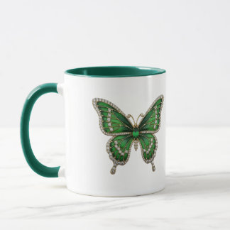 Caneca Borboleta de Esmeralda e Diamante Luxuosa