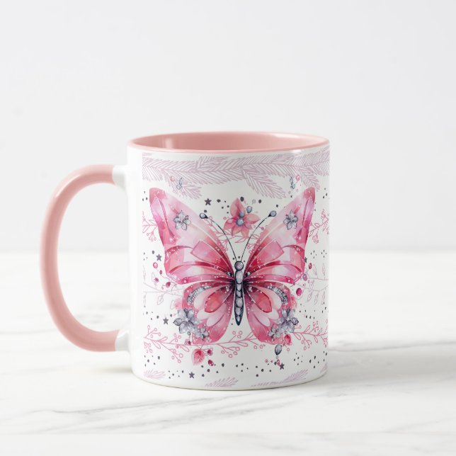 Caneca Borboleta de fada rosa-farelo (Esquerda)