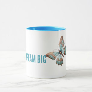 Caneca Borboleta de Sonho Dourada de Rosa Azul Aqua