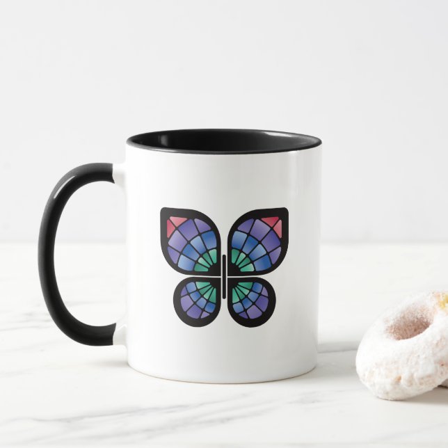 Caneca Borboleta de Vidro Colorido (Com Donut)