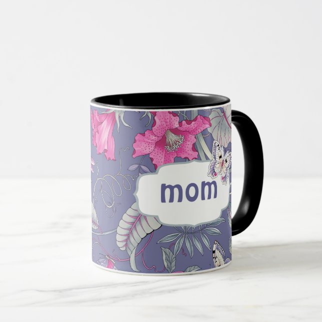 Caneca Borboleta e Flores Dias de as mães de Lama-Present (Frente Esquerda)