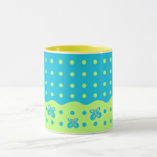 Caneca Borboleta e pontos Blue Green Mug