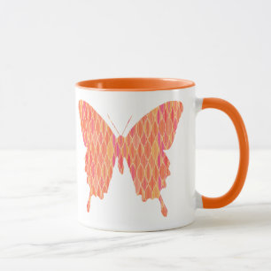 Caneca Borboleta em abstrato impressão - tons de laranja