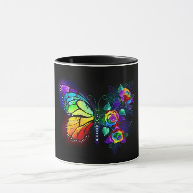 Caneca Borboleta-flor-arco-íris (Centro)